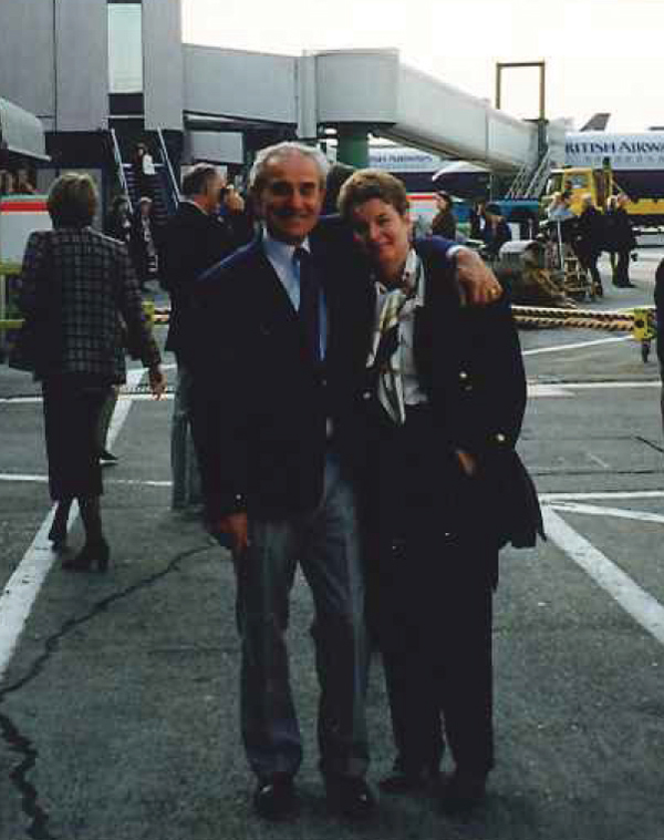 Sue and husband John on his 65th birthday, they had a flight and lunch on Concorde