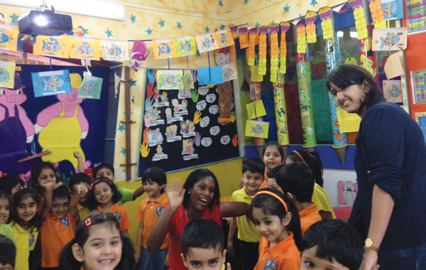 Laura on a visit to Jumbo Kids, Podar Education, in India last month