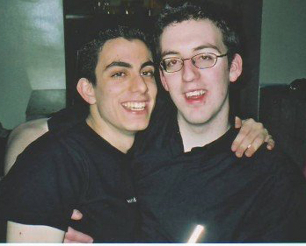 At a party in Lincoln College, Oxford, with a friend in 1998, age 19