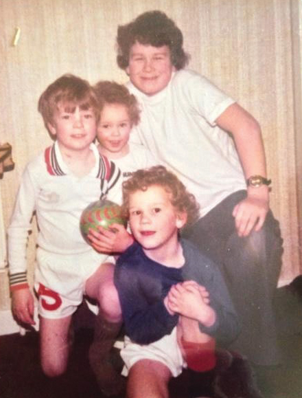 Ross (left) with his brothers, Kevin (youngest), Brian(oldest) and Derrick in Dundee 1981