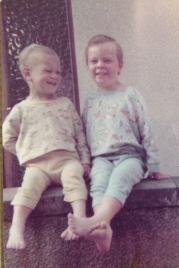 Ross with younger brother Derrick, after a clean bath in Kilbirnie, 1979.