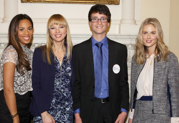 Adam Brombley meets with celebrities at Number 10. From left: Rochelle Humes, Sara Cox