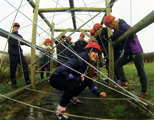 GCSE students on the assault course at their annual boot camp