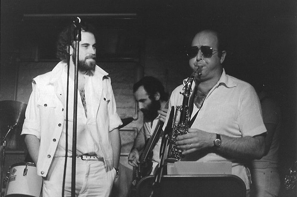 With Steve Waring (keyboards, guitar, lead vocals) and Al Hanson (sax), aka “Sticky Wicket” at the Rock Garden, some time in 1983