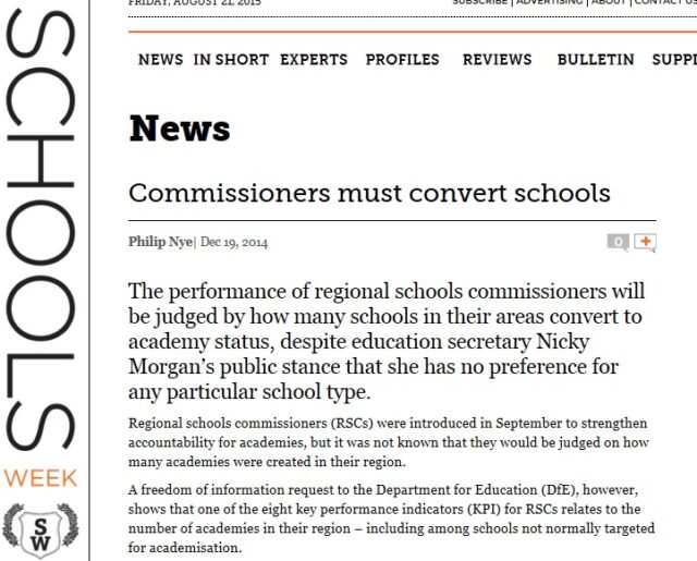 Schools Week exclusively revealed last year that RSCs would be judged on how many schools they convert