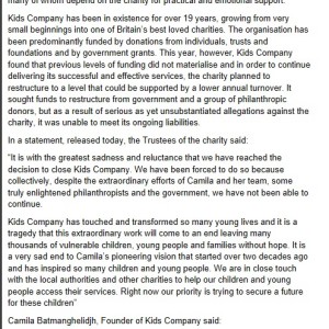 Kids Company Statement