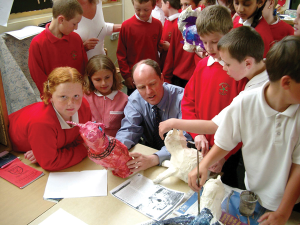 Nick Gibb visiting Rose Green Junior school in 2003