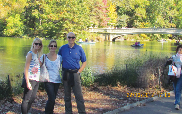 Julie in Central Park with husband Mike and daughter Jennie