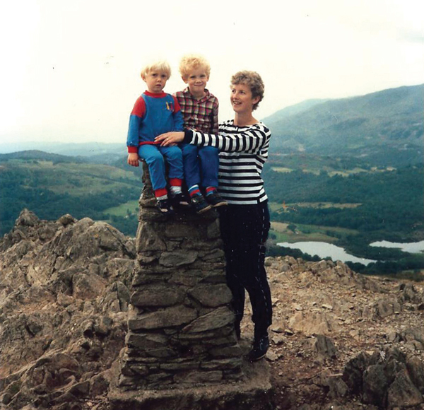 Julie fell walking in the Lake District with sons David and Phil