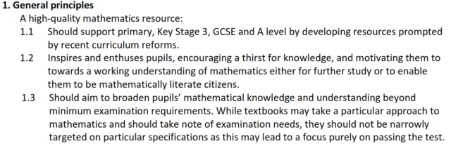 Extract from the maths guidelines