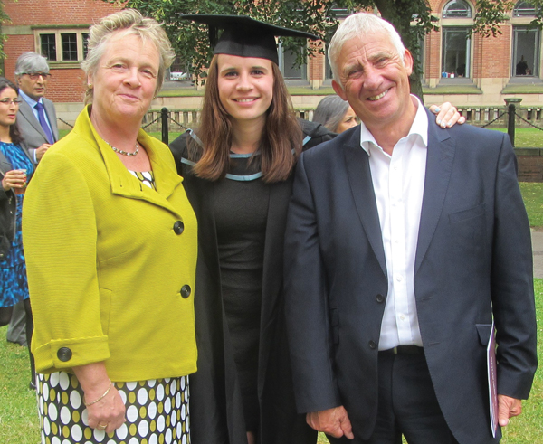 With wife Carole and daughter Rachel at Birmingham University