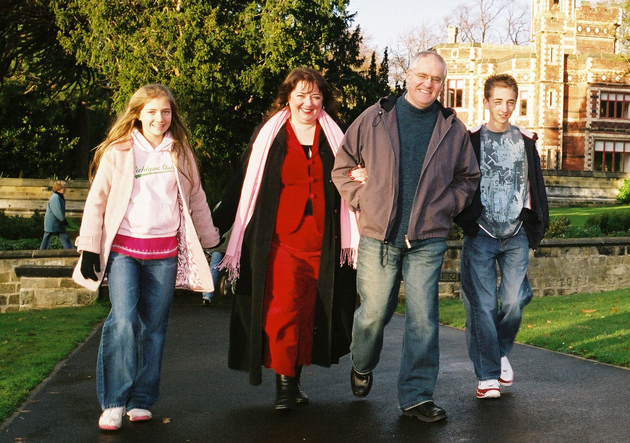 With husband Alan, and children Emily and Joseph