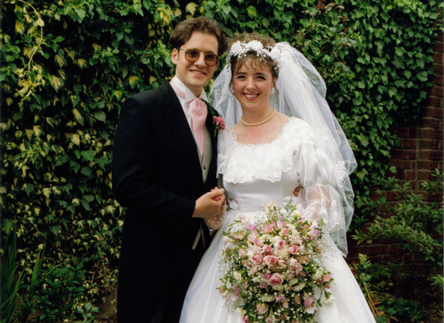 With Alan on their wedding day