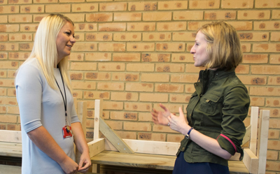 Emma being interviewed by Laura Mcinerney