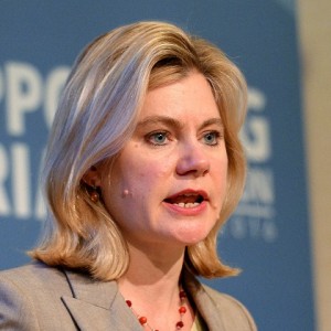 Secretary of State for International Development, Justine Greening, speaks during International Syria NGO conference in London, as world leaders faced calls to put in place a new multi-billion pound deal to support the millions of Syrian refugees who have fled the fighting in their country's brutal civil war.