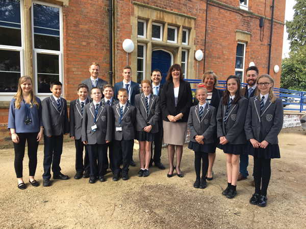 Morgan visits Lutterworth college, Leicestershire