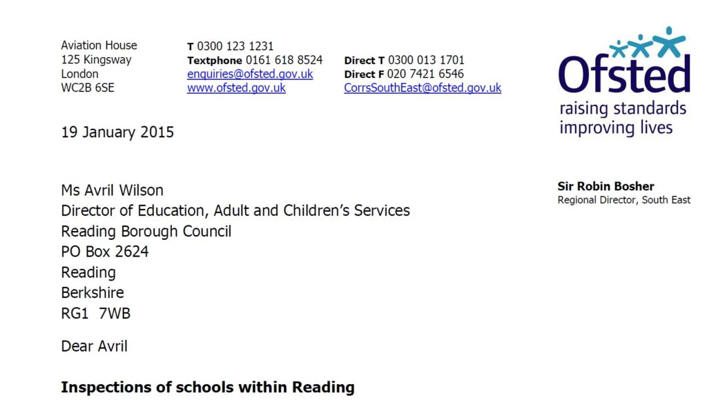 reading ofsted letter | Schools Week