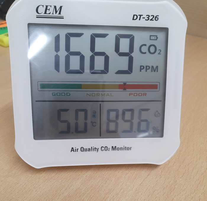 A CO2 monitor in a school