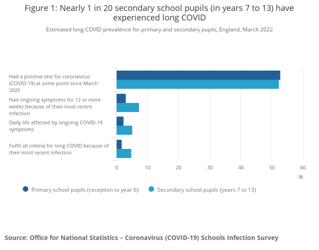 Long Covid affects 1 in 20 secondary pupils, study suggests